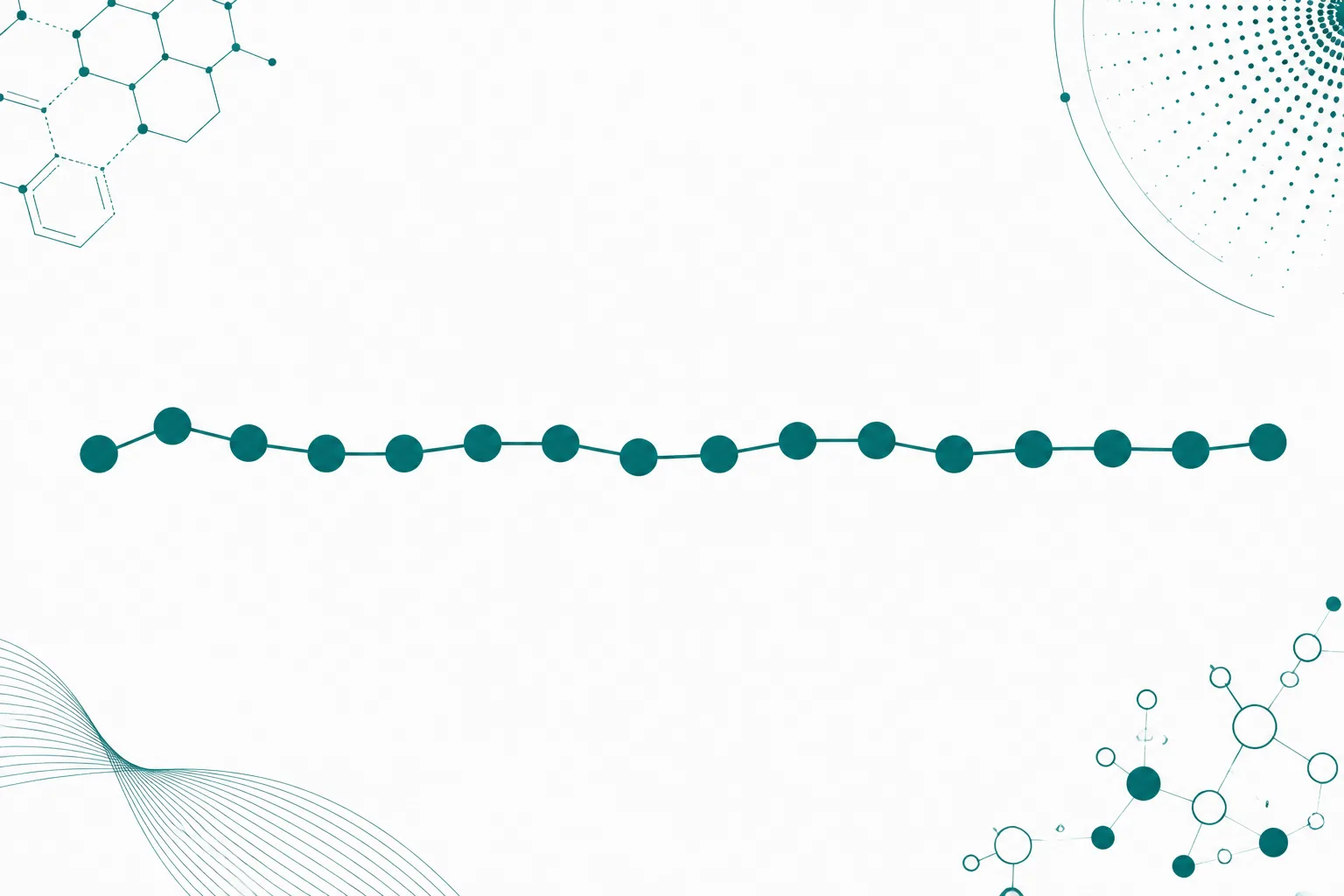 Abstract illustration of a short peptide chain against a pale background