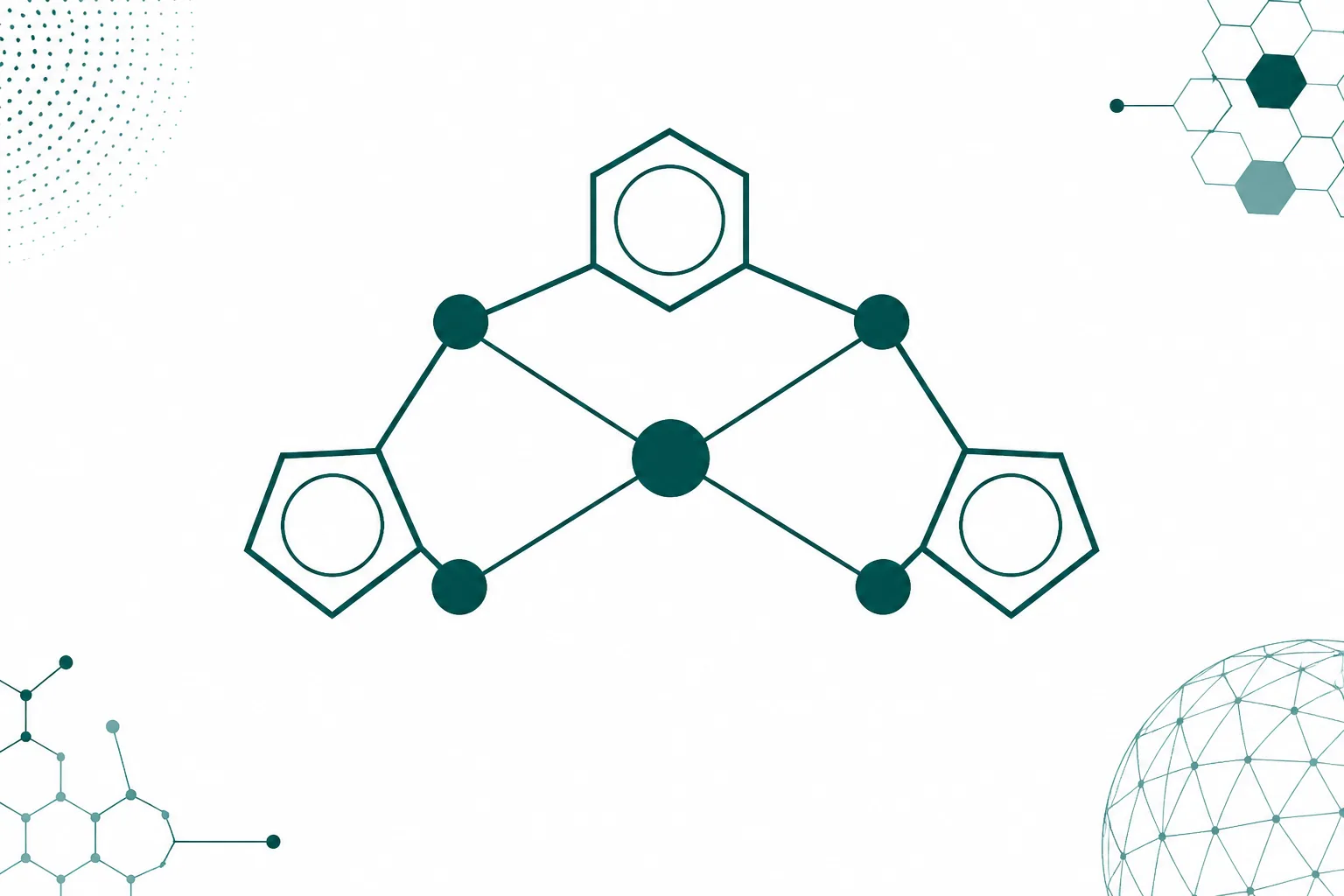 Diagram of a three-residue peptide chain coordinating a single central metal ion