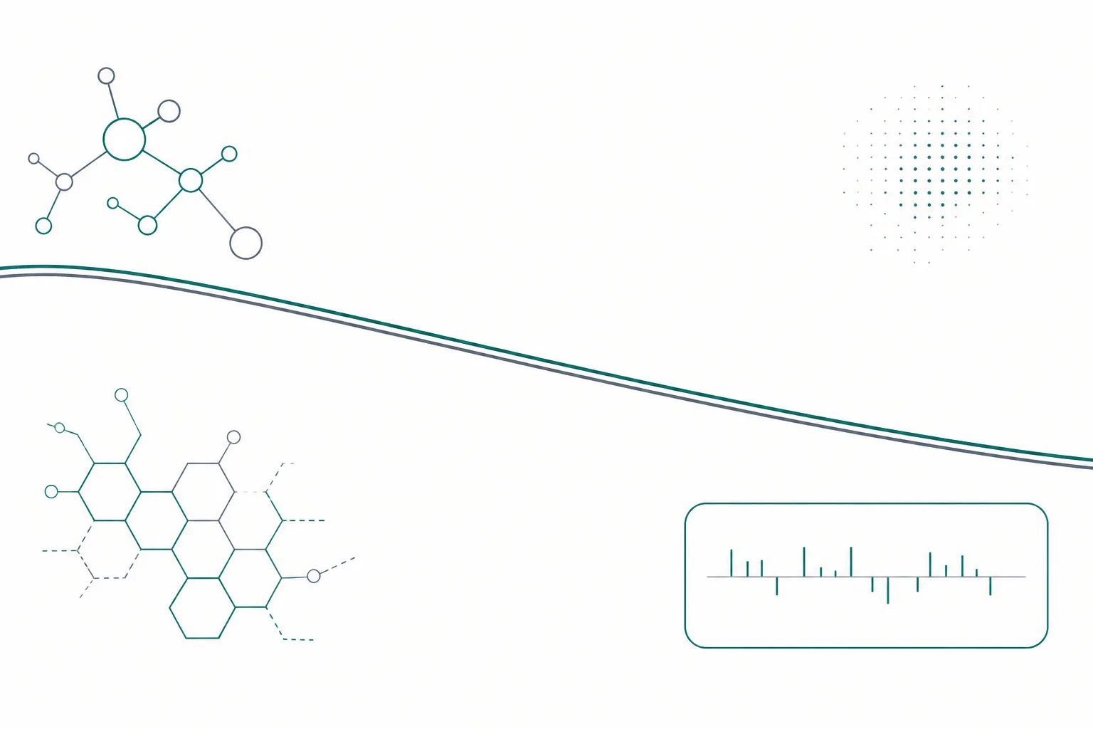 Abstract diagram of two parallel lines descending together without diverging, beside a small separate panel of short marks that dip slightly below a reference line